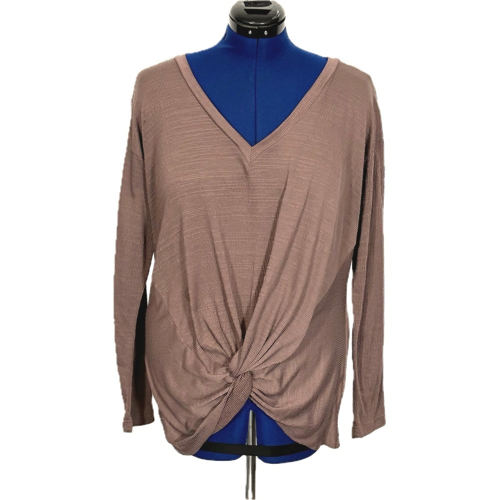 Kuhl Top Twist Front V-Neck Long Sleeve‎ Large Mauve Textured Slub 8448 Womens